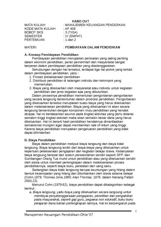 picture_Handout Pembiayaan Dalam Pendidikan | Ilmu Kependidikan